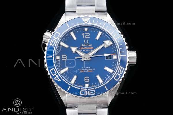 Planet Ocean 43.5mm SS VSF 1:1 Best Edition Blue Ceramic Bezel and Dial on SS Bracelet A8900 Super Clone