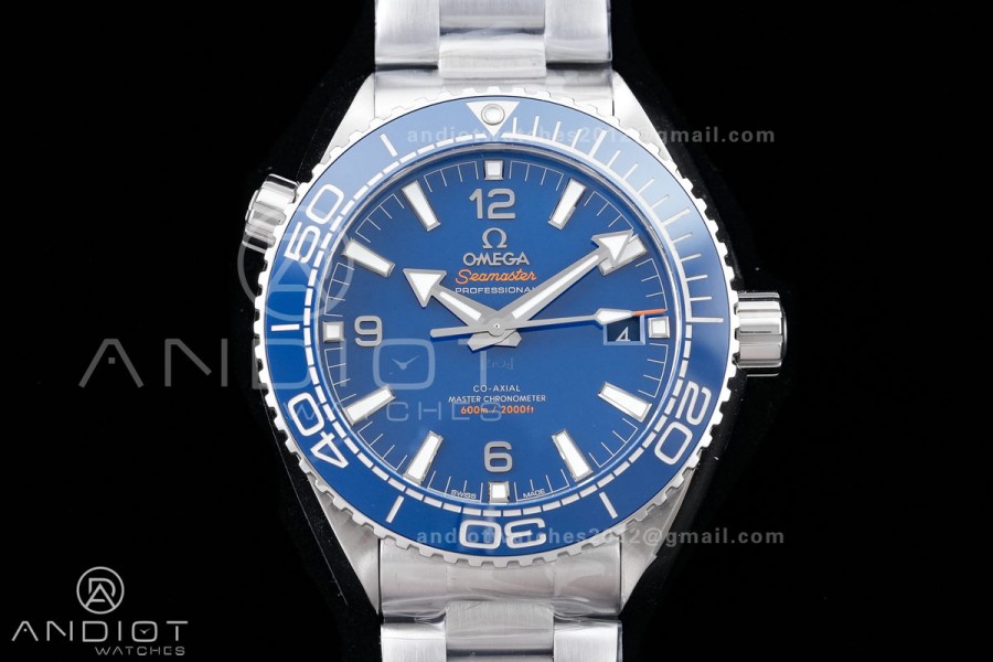 Planet Ocean 43.5mm SS VSF 1:1 Best Edition Blue Ceramic Bezel and Dial on SS Bracelet A8900 Super Clone