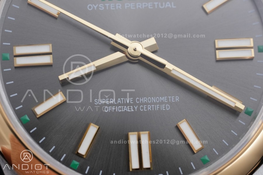 Oyster Perpetual 134303 41mm VSF 1:1 Best Edition 904L Steel 2025 Gray Dial Gold Bezel DD3230