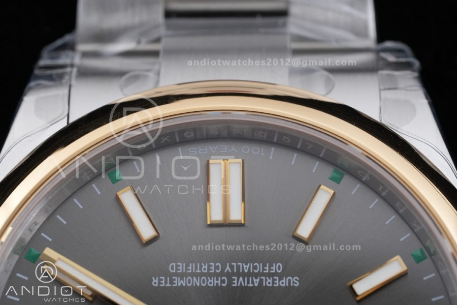 Oyster Perpetual 134303 41mm VSF 1:1 Best Edition 904L Steel 2025 Gray Dial Gold Bezel DD3230