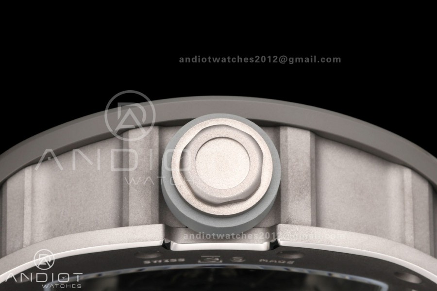 RM055 Gray Ceramic A9F 1:1 Best Edition Gray Inner Bezel on Gray Rubber Strap RMUL2 Free Sprung