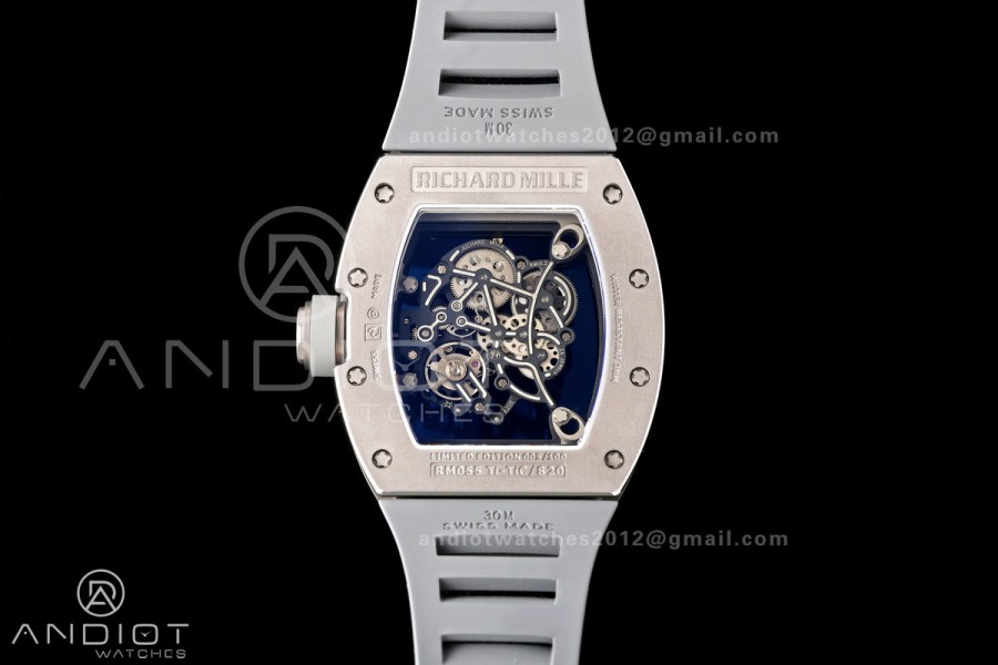 RM055 Gray Ceramic A9F 1:1 Best Edition Gray Inner Bezel on Gray Rubber Strap RMUL2 Free Sprung
