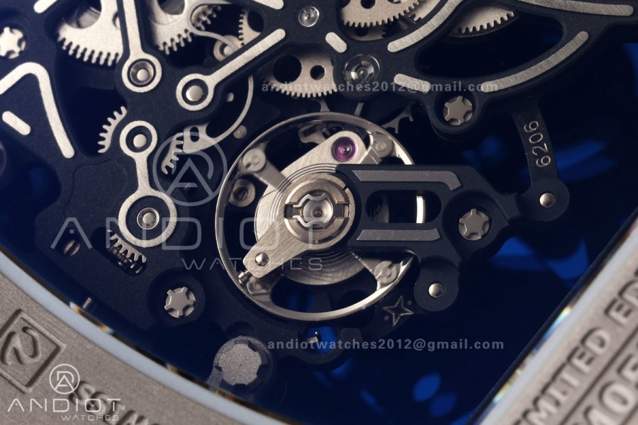 RM055 Gray Ceramic A9F 1:1 Best Edition Gray Inner Bezel on Gray Rubber Strap RMUL2 Free Sprung