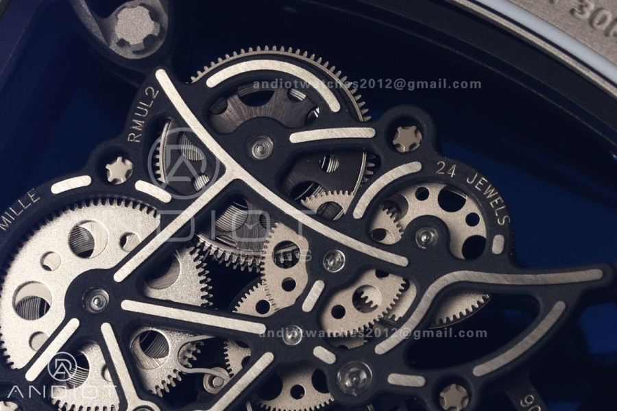 RM055 Gray Ceramic A9F 1:1 Best Edition Gray Inner Bezel on Gray Rubber Strap RMUL2 Free Sprung