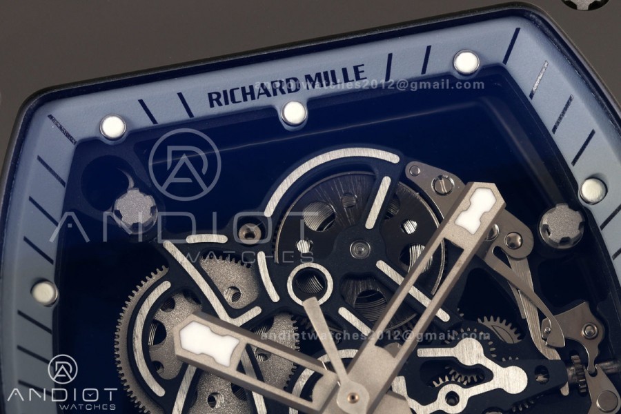 RM055 Gray Ceramic A9F 1:1 Best Edition Gray Inner Bezel on Gray Rubber Strap RMUL2 Free Sprung