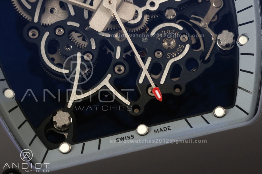 RM055 Gray Ceramic A9F 1:1 Best Edition Gray Inner Bezel on Gray Rubber Strap RMUL2 Free Sprung