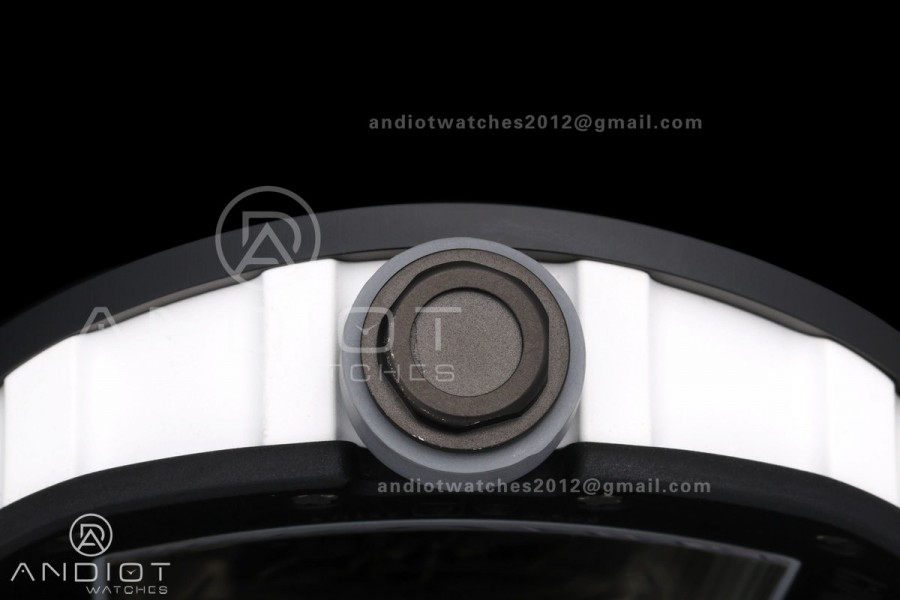 RM055 Black Ceramic A9F 1:1 Best Edition Gray Inner Bezel on Gray Rubber Strap RMUL2 Free Sprung