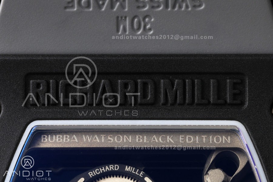 RM055 Black Ceramic A9F 1:1 Best Edition Gray Inner Bezel on Gray Rubber Strap RMUL2 Free Sprung