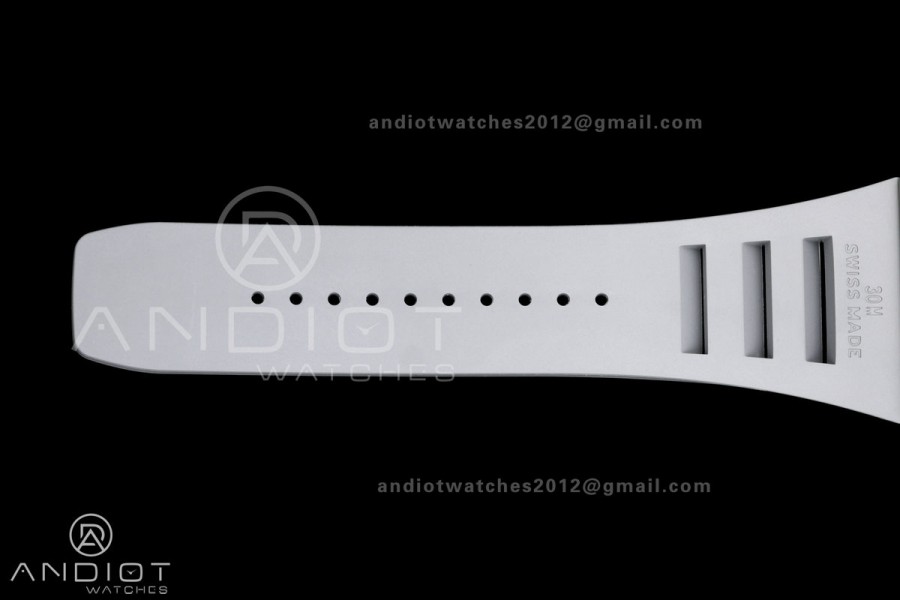 RM055 Black Ceramic A9F 1:1 Best Edition Gray Inner Bezel on Gray Rubber Strap RMUL2 Free Sprung