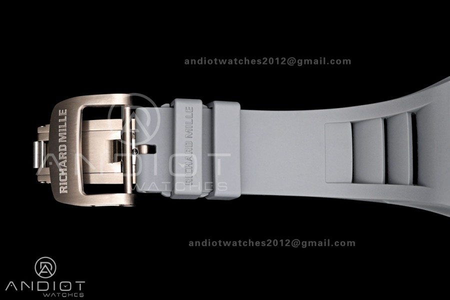 RM055 Black Ceramic A9F 1:1 Best Edition Gray Inner Bezel on Gray Rubber Strap RMUL2 Free Sprung