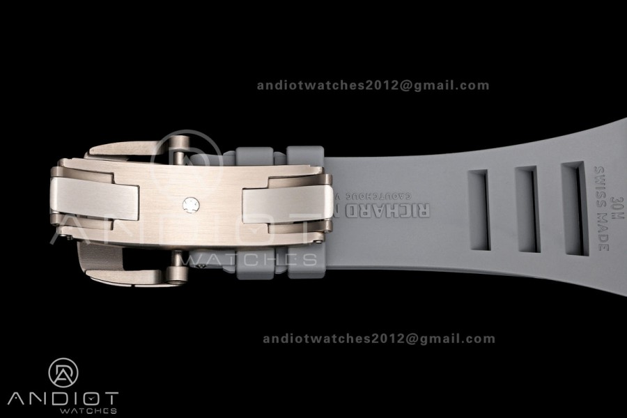 RM055 Black Ceramic A9F 1:1 Best Edition Gray Inner Bezel on Gray Rubber Strap RMUL2 Free Sprung