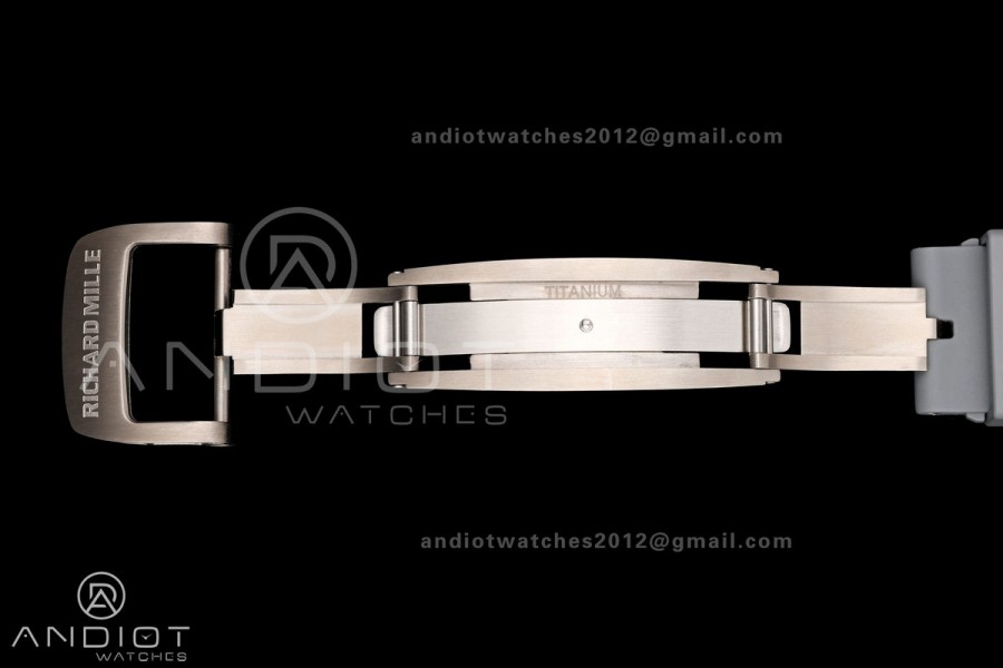 RM055 Black Ceramic A9F 1:1 Best Edition Gray Inner Bezel on Gray Rubber Strap RMUL2 Free Sprung