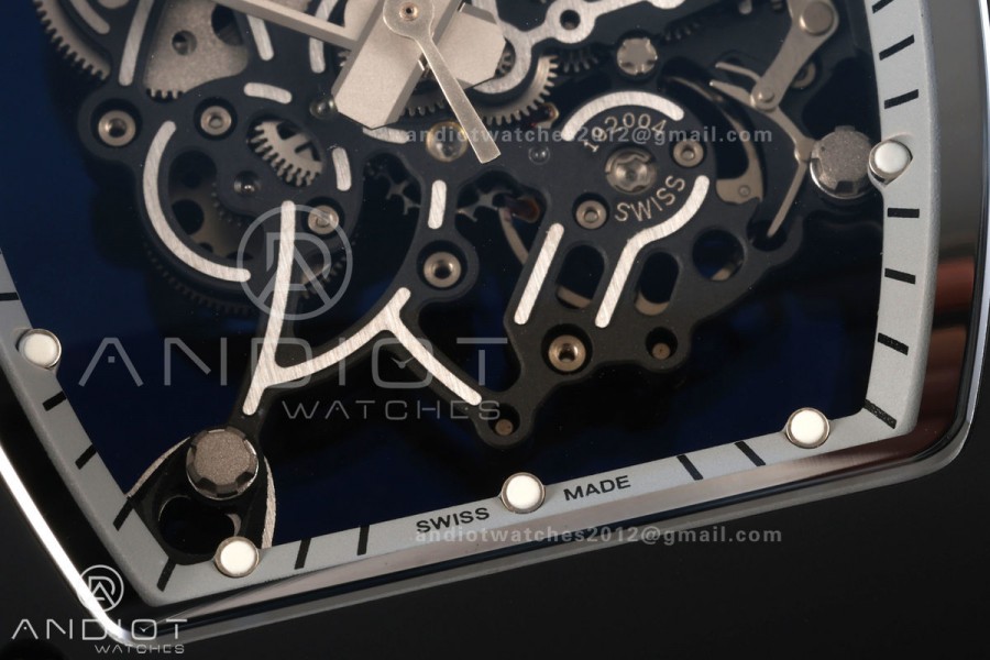 RM055 Black Ceramic A9F 1:1 Best Edition Gray Inner Bezel on Gray Rubber Strap RMUL2 Free Sprung