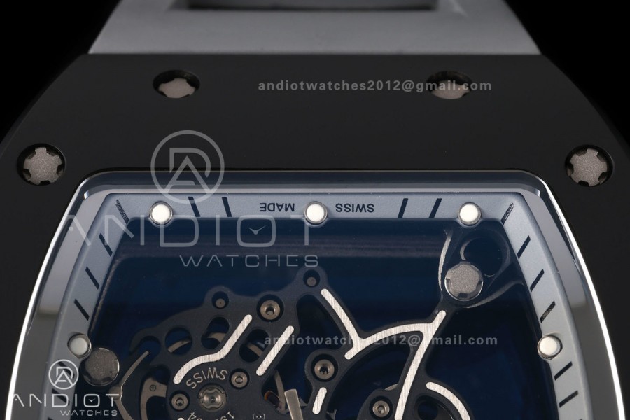 RM055 Black Ceramic A9F 1:1 Best Edition Gray Inner Bezel on Gray Rubber Strap RMUL2 Free Sprung