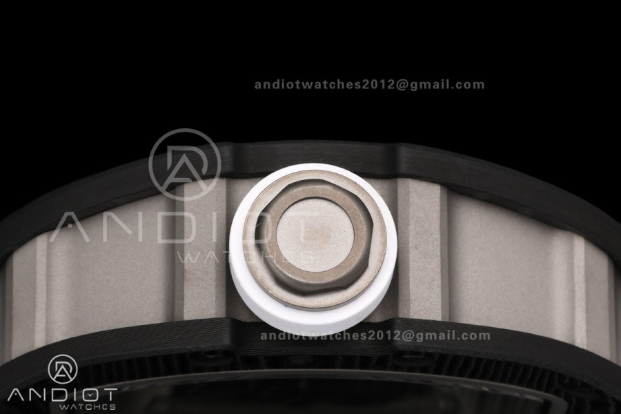 RM055 Black NTPT A9F 1:1 Best Edition White/Black Inner Bezel on White Rubber Strap RMUL2 Free Sprung