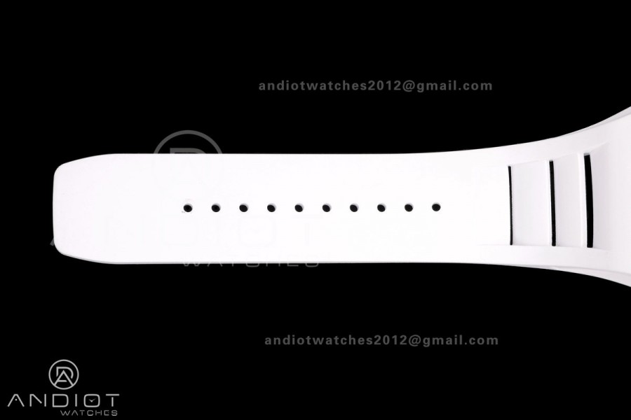 RM055 Black NTPT A9F 1:1 Best Edition White/Black Inner Bezel on White Rubber Strap RMUL2 Free Sprung