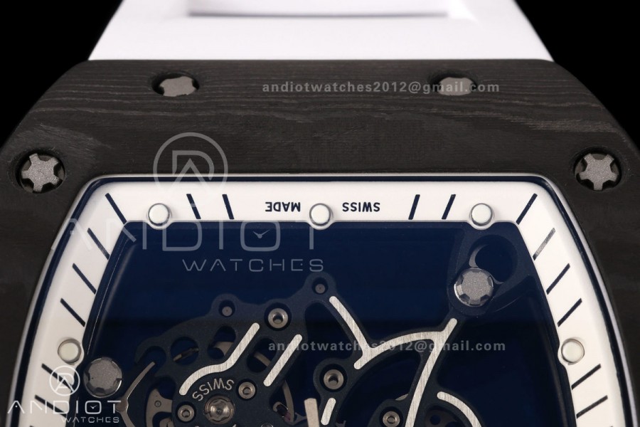 RM055 Black NTPT A9F 1:1 Best Edition White/Black Inner Bezel on White Rubber Strap RMUL2 Free Sprung