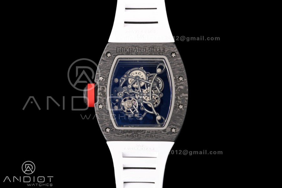 RM055 Black NTPT A9F 1:1 Best Edition White/Red Inner Bezel on White Rubber Strap RMUL2 Free Sprung