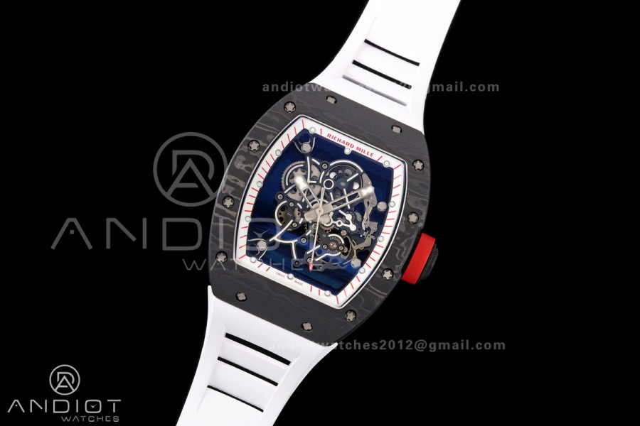 RM055 Black NTPT A9F 1:1 Best Edition White/Red Inner Bezel on White Rubber Strap RMUL2 Free Sprung