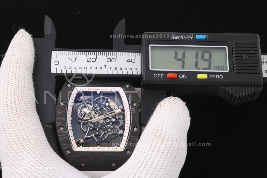 RM055 Black NTPT A9F 1:1 Best Edition White/Red Inner Bezel on White Rubber Strap RMUL2 Free Sprung