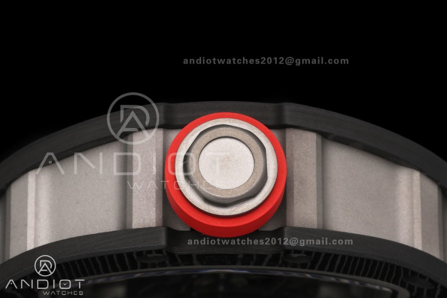 RM055 Black NTPT A9F 1:1 Best Edition Black/Red Inner Bezel on Black Rubber Strap RMUL2 Free Sprung