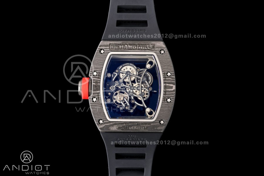 RM055 Black NTPT A9F 1:1 Best Edition Black/Red Inner Bezel on Black Rubber Strap RMUL2 Free Sprung