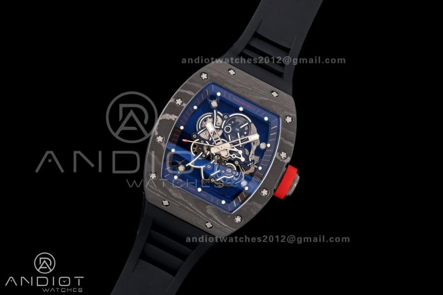 RM055 Black NTPT A9F 1:1 Best Edition Black/Red Inner Bezel on Black Rubber Strap RMUL2 Free Sprung