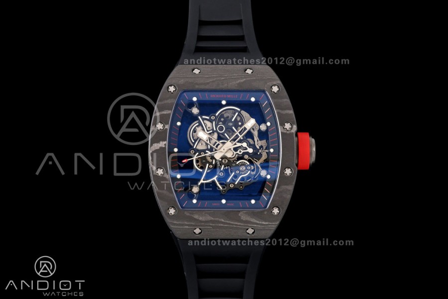 RM055 Black NTPT A9F 1:1 Best Edition Black/Red Inner Bezel on Black Rubber Strap RMUL2 Free Sprung