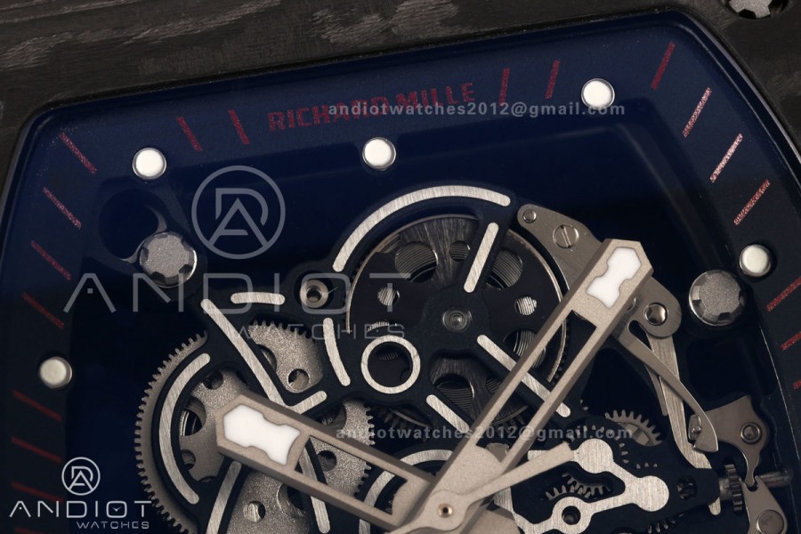 RM055 Black NTPT A9F 1:1 Best Edition Black/Red Inner Bezel on Black Rubber Strap RMUL2 Free Sprung