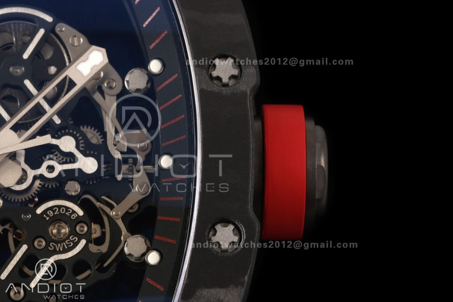 RM055 Black NTPT A9F 1:1 Best Edition Black/Red Inner Bezel on Black Rubber Strap RMUL2 Free Sprung
