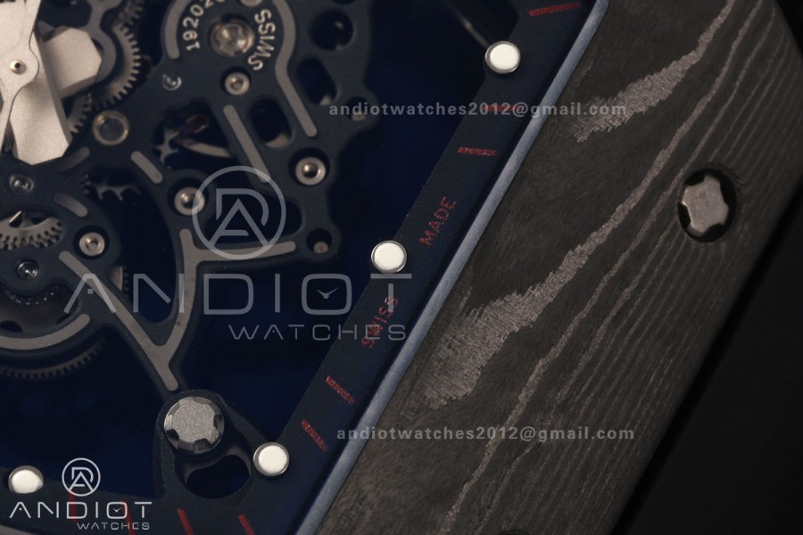 RM055 Black NTPT A9F 1:1 Best Edition Black/Red Inner Bezel on Black Rubber Strap RMUL2 Free Sprung