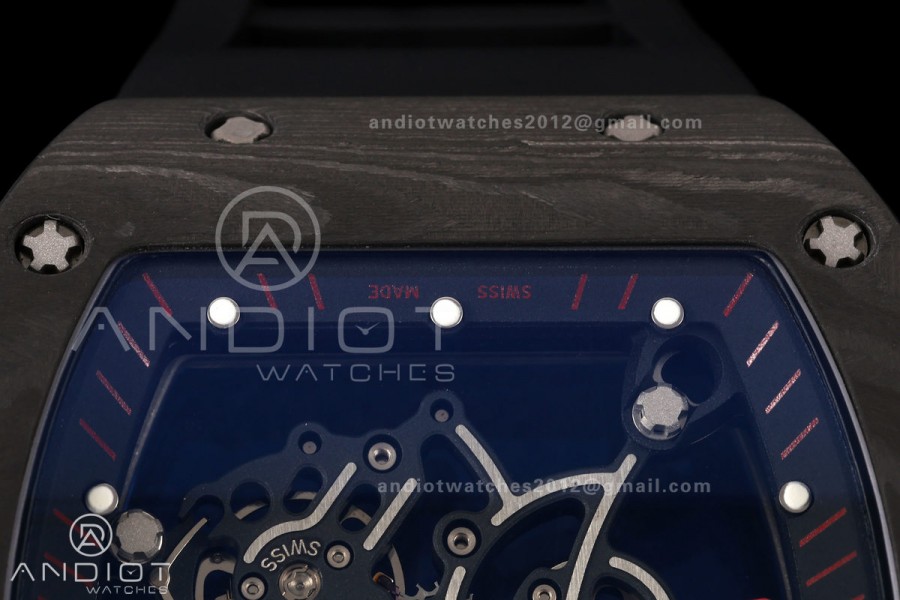 RM055 Black NTPT A9F 1:1 Best Edition Black/Red Inner Bezel on Black Rubber Strap RMUL2 Free Sprung