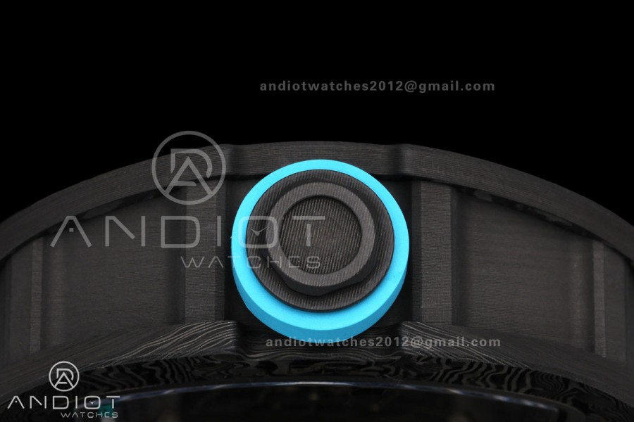 RM055 Black NTPT A9F 1:1 Best Edition Blue Inner Bezel on White Rubber Strap RMUL2 Free Sprung