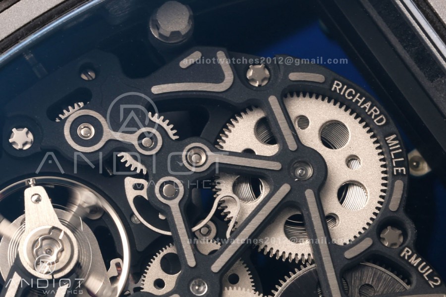 RM055 Black NTPT A9F 1:1 Best Edition Blue Inner Bezel on White Rubber Strap RMUL2 Free Sprung