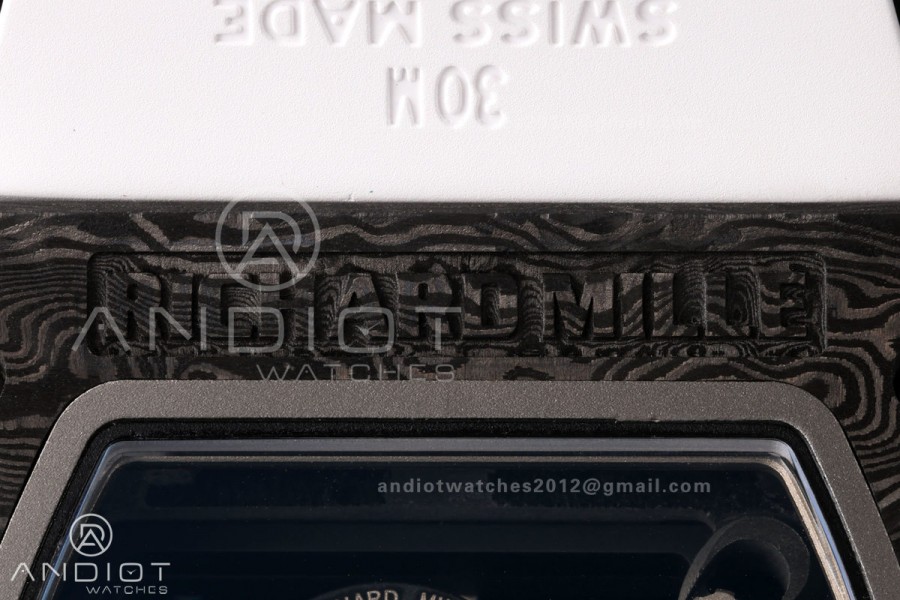 RM055 Black NTPT A9F 1:1 Best Edition Blue Inner Bezel on White Rubber Strap RMUL2 Free Sprung