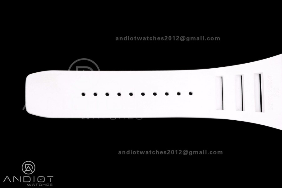 RM055 Black NTPT A9F 1:1 Best Edition Blue Inner Bezel on White Rubber Strap RMUL2 Free Sprung