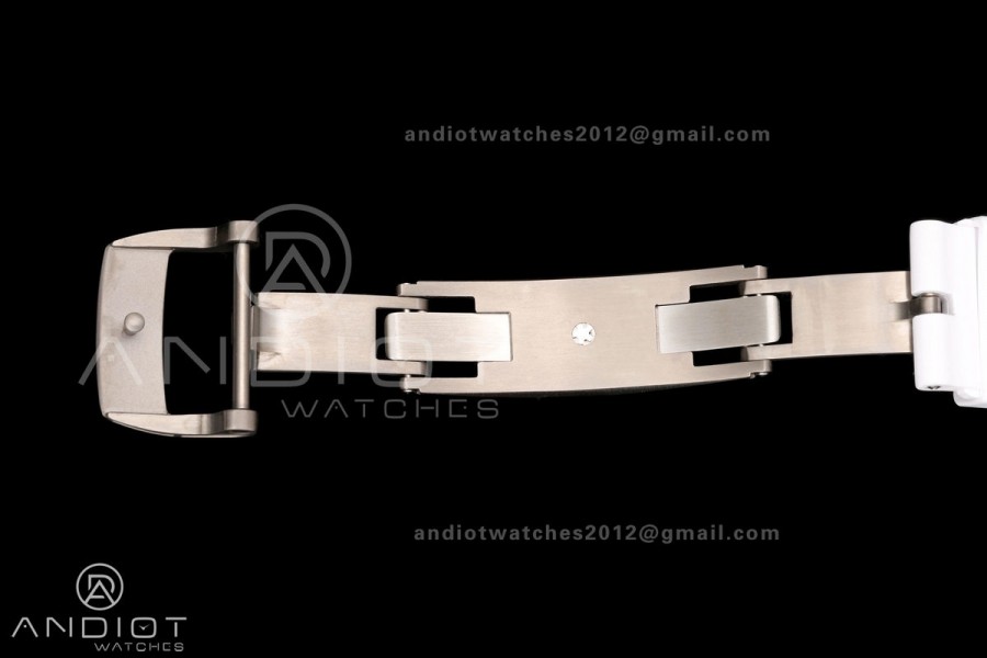 RM055 Black NTPT A9F 1:1 Best Edition Blue Inner Bezel on White Rubber Strap RMUL2 Free Sprung