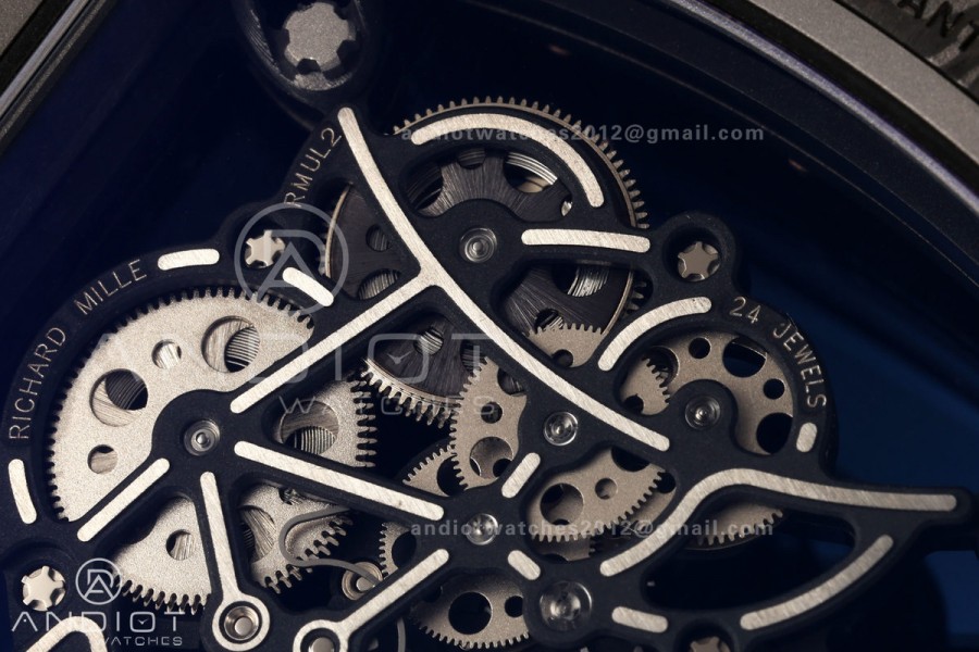 RM055 Black NTPT A9F 1:1 Best Edition RG Inner Bezel on Black Rubber Strap RMUL2 Free Sprung