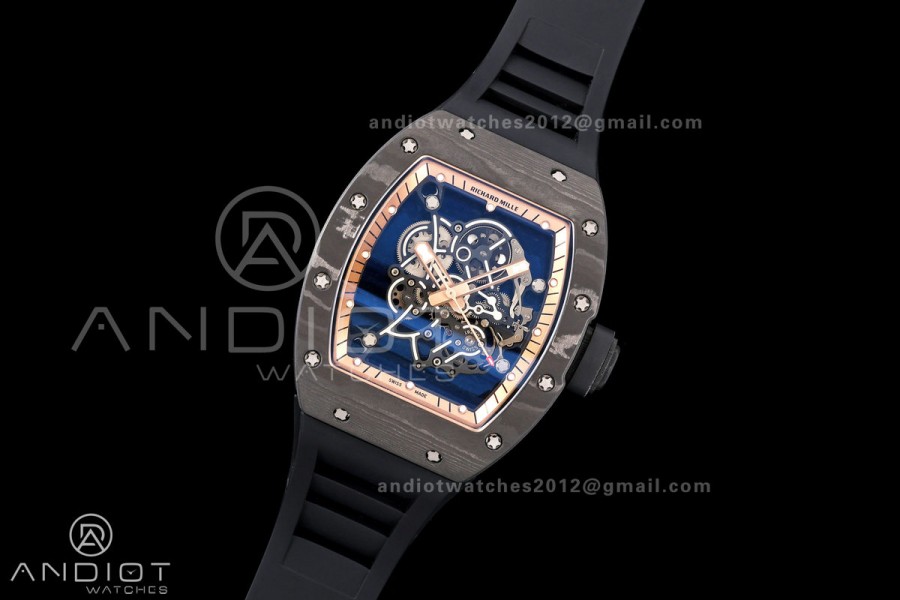 RM055 Black NTPT A9F 1:1 Best Edition RG Inner Bezel on Black Rubber Strap RMUL2 Free Sprung