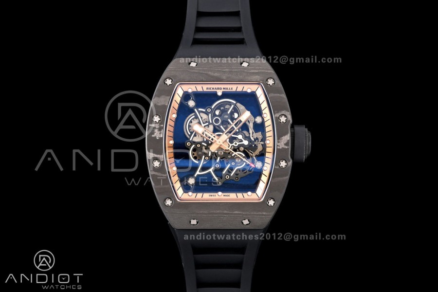 RM055 Black NTPT A9F 1:1 Best Edition RG Inner Bezel on Black Rubber Strap RMUL2 Free Sprung