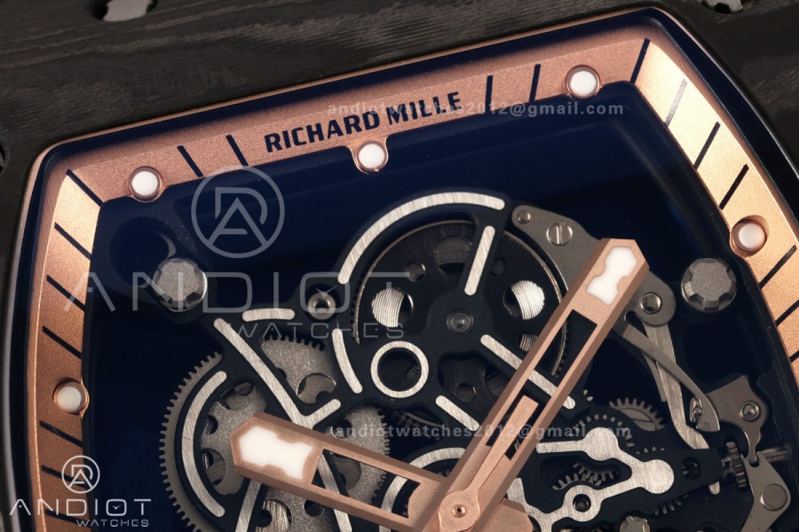 RM055 Black NTPT A9F 1:1 Best Edition RG Inner Bezel on Black Rubber Strap RMUL2 Free Sprung