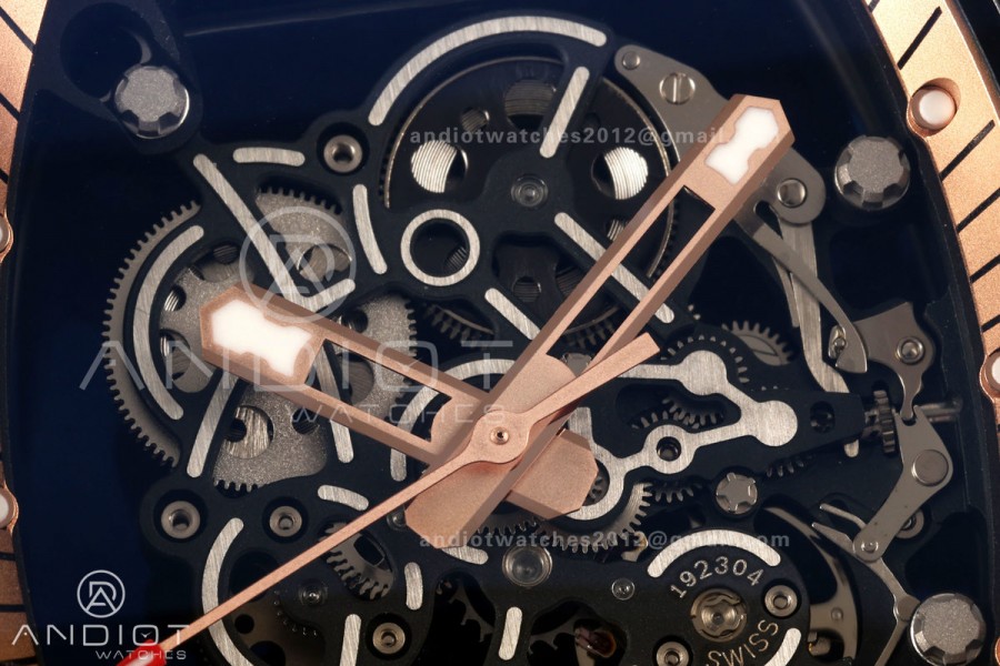 RM055 Black NTPT A9F 1:1 Best Edition RG Inner Bezel on Black Rubber Strap RMUL2 Free Sprung