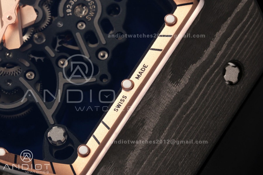 RM055 Black NTPT A9F 1:1 Best Edition RG Inner Bezel on Black Rubber Strap RMUL2 Free Sprung