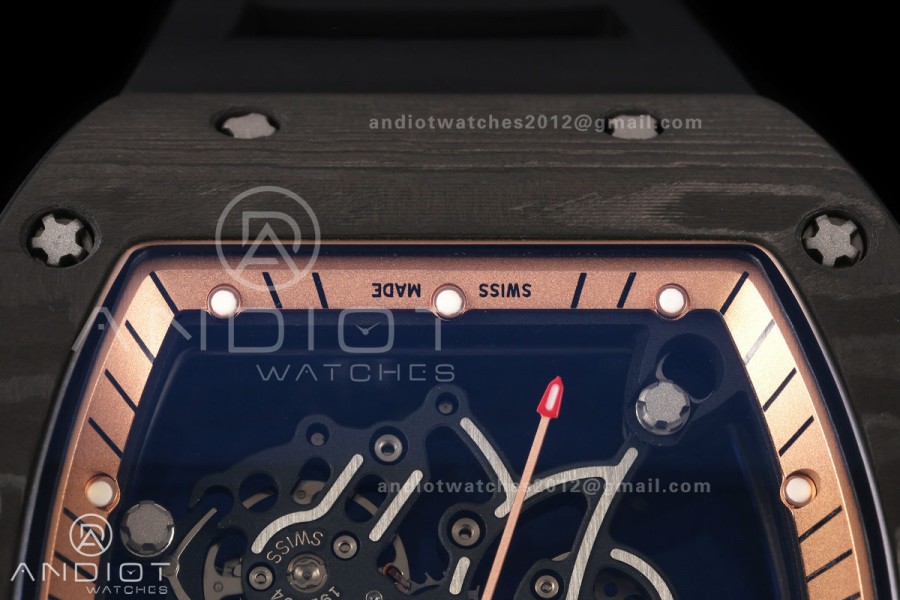 RM055 Black NTPT A9F 1:1 Best Edition RG Inner Bezel on Black Rubber Strap RMUL2 Free Sprung