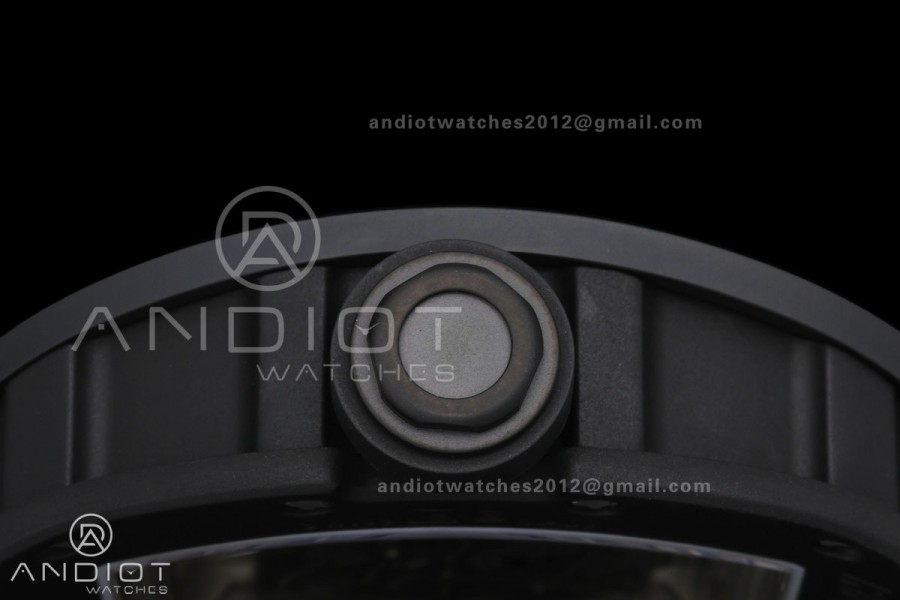 RM055 Black Ceramic A9F 1:1 Best Edition Black Inner Bezel on Black Rubber Strap RMUL2 Free Sprung