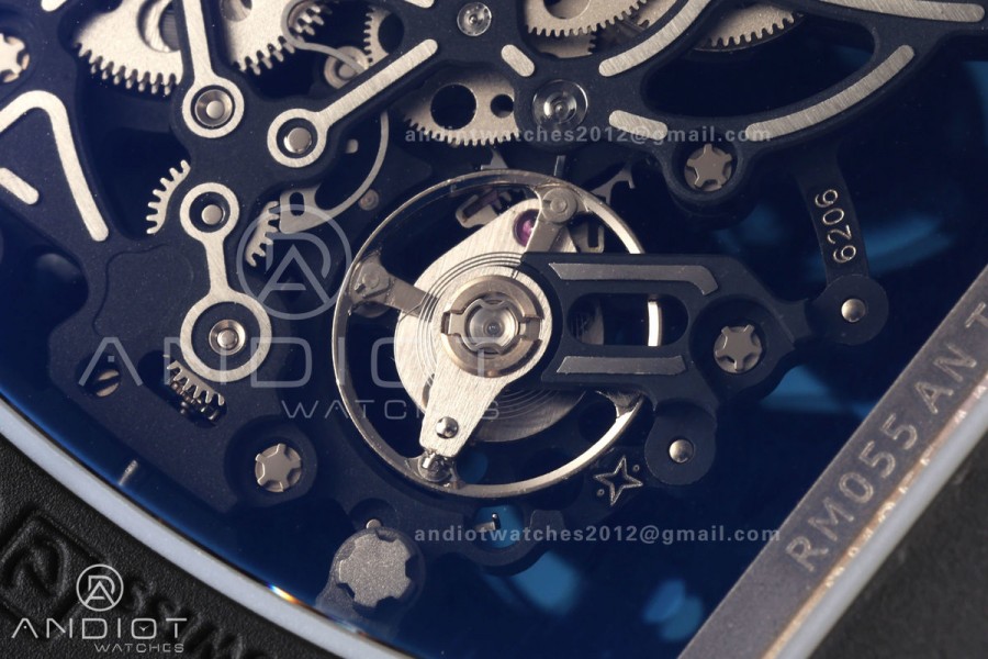 RM055 Black Ceramic A9F 1:1 Best Edition Black Inner Bezel on Black Rubber Strap RMUL2 Free Sprung