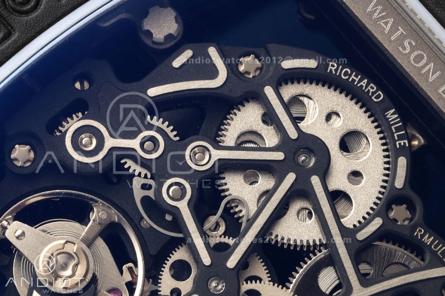 RM055 Black Ceramic A9F 1:1 Best Edition Black Inner Bezel on Black Rubber Strap RMUL2 Free Sprung