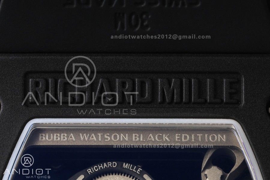 RM055 Black Ceramic A9F 1:1 Best Edition Black Inner Bezel on Black Rubber Strap RMUL2 Free Sprung