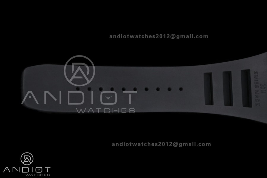 RM055 Black Ceramic A9F 1:1 Best Edition Black Inner Bezel on Black Rubber Strap RMUL2 Free Sprung