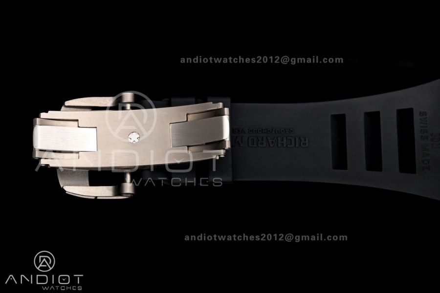 RM055 Black Ceramic A9F 1:1 Best Edition Black Inner Bezel on Black Rubber Strap RMUL2 Free Sprung